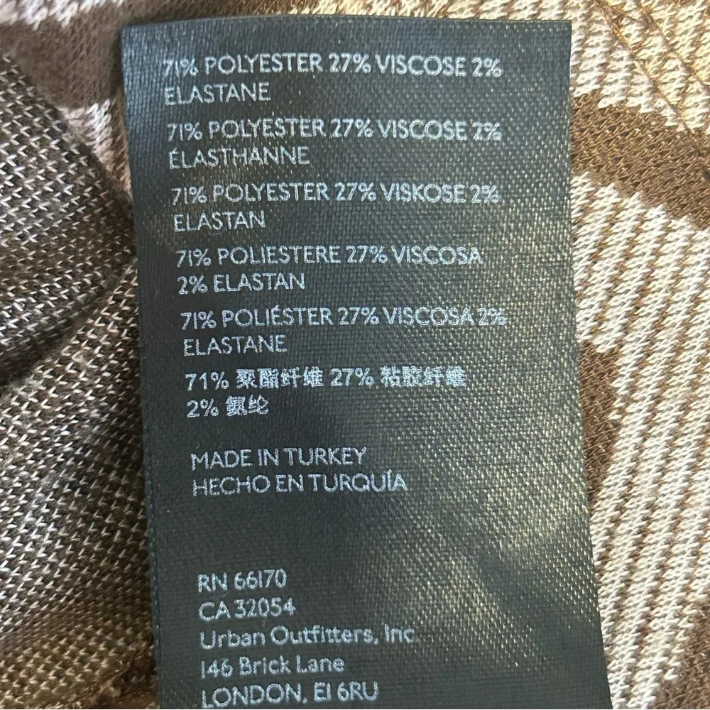 Urban Outfitters Bryn Pull On Flare Pant Mod Brown Squiggle Retro Size M - Image 9