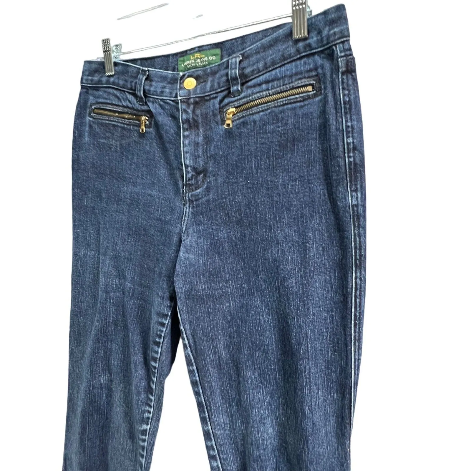 Ralph‎ Lauren LRL Jeans Womens Size 6 Blue Zip Pockets Straight Classic Modern - Image 2