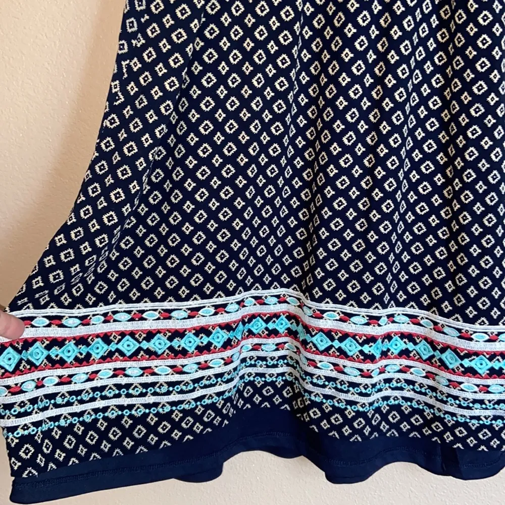 THML Size Small Sleeveless Embroidered High-Neck Knee Length Boho Shift Dress - Image 8