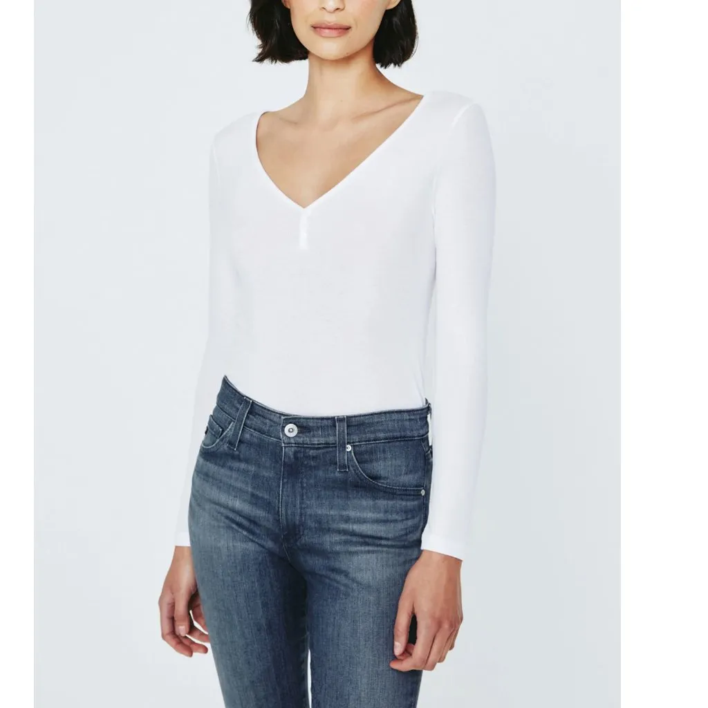 Adriano Goldschmied Anita Henley Top True White Thermal Long Sleeve Women's S - Image 7