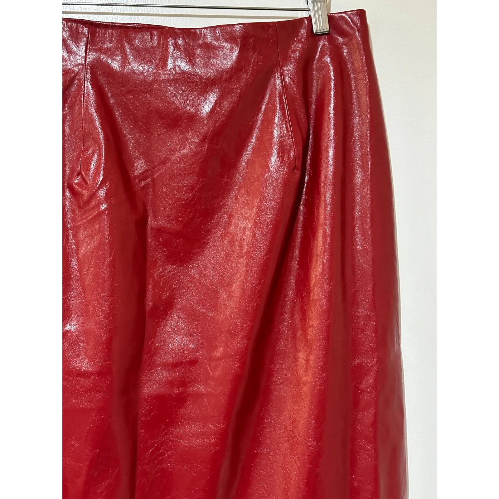 J.CREW Collection Wrap Skirt Berry Sangria Faux Patent Leather Size 8 NWT Lined - Image 15