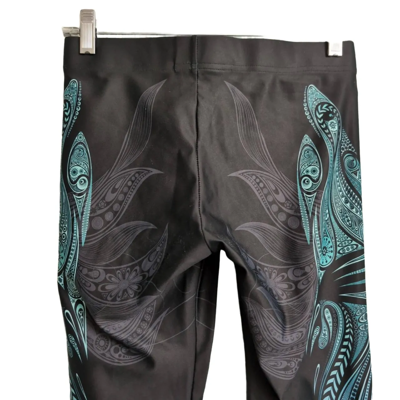 SCUBA DIVING ADDICTS Black Blue Teal Patterned Full Length Active Leggings M Size M - Image 5
