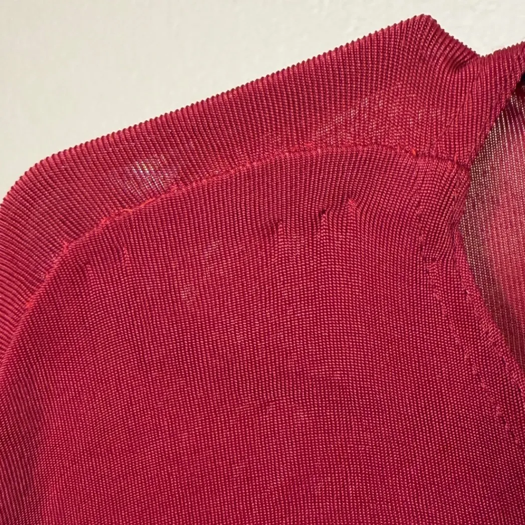 Slinky Brand Women's Red Ribbed Tank Dress & Matching Cardigan Set Medium - Image 7