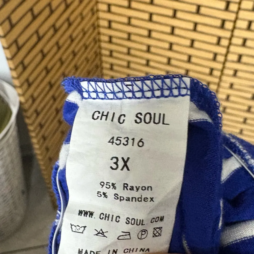 Chic Soul Blue And‎ White Stripe Jumpsuit Size 3X - Image 8