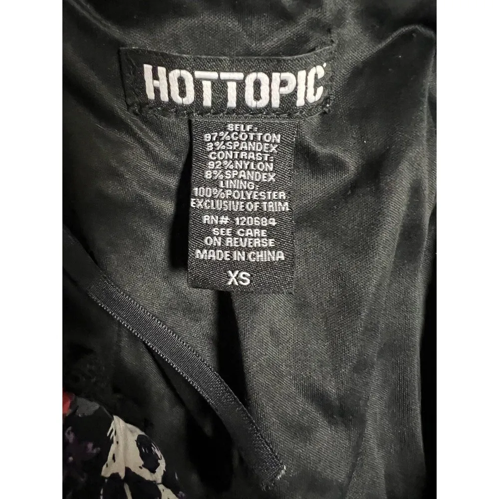 Hot Topic Purple & Red Skull Rose Dress Black Lace Rockabilly Women’s XS - Image 9