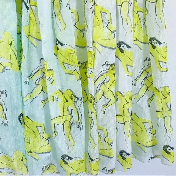 Risto Plisse‎ crinkled pleated chiffon Silk novelty midi Skirt size M Green Size M - Image 6