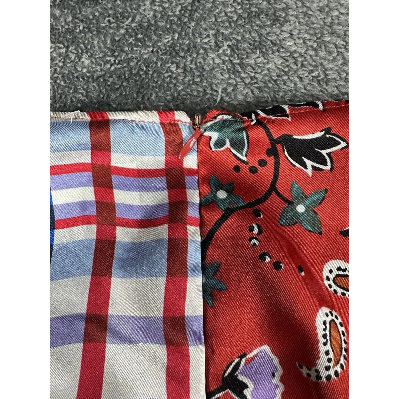 Zara Red Blue Multi Floral Paisley Bird Patchwork Blouse Top Size XL - Image 10