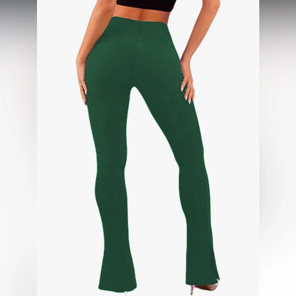 Green High Waisted Flare Pants w/ Cut Outs; Size M; BRAND NEW! NWB! - Image 3