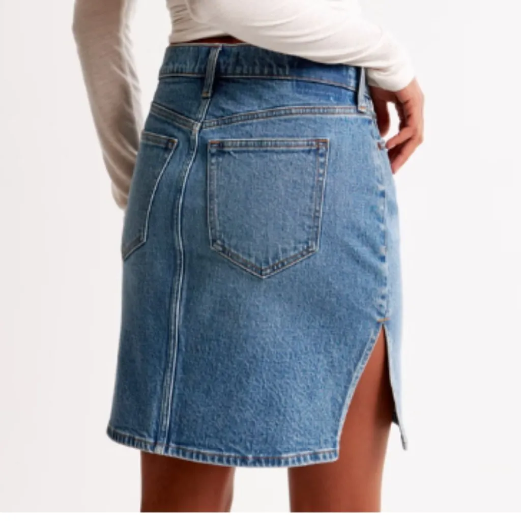 Abercrombie & Fitch Mid Rise Denim Pencil Midi Skirt - Image 4