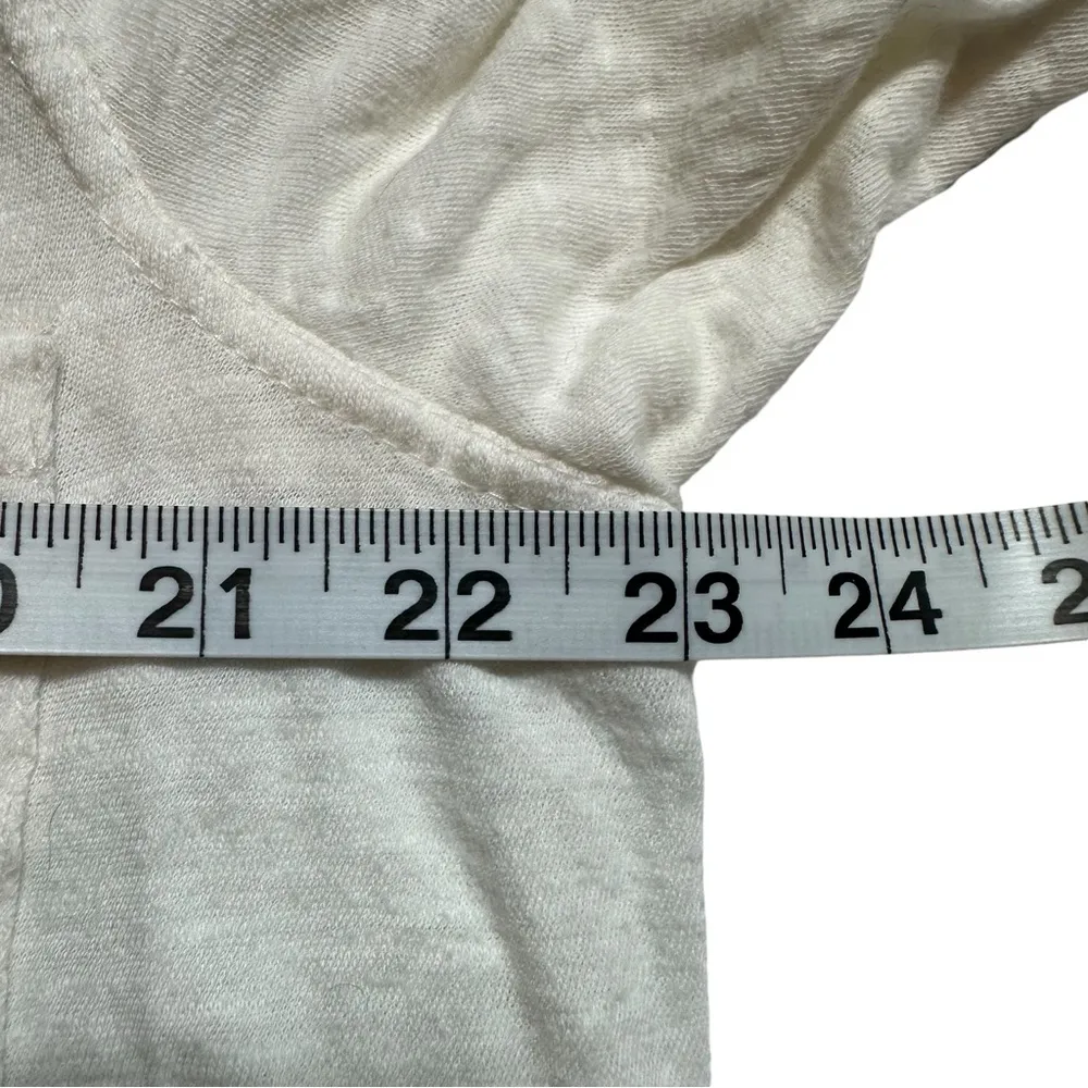 Free People Stonewash White Half Button Down 3/4 Sleeve Top Large - Image 4