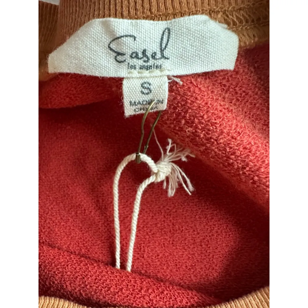 easel  Oversized Wild Leopard Print Patch Terry Knit Boho Red - Image 4