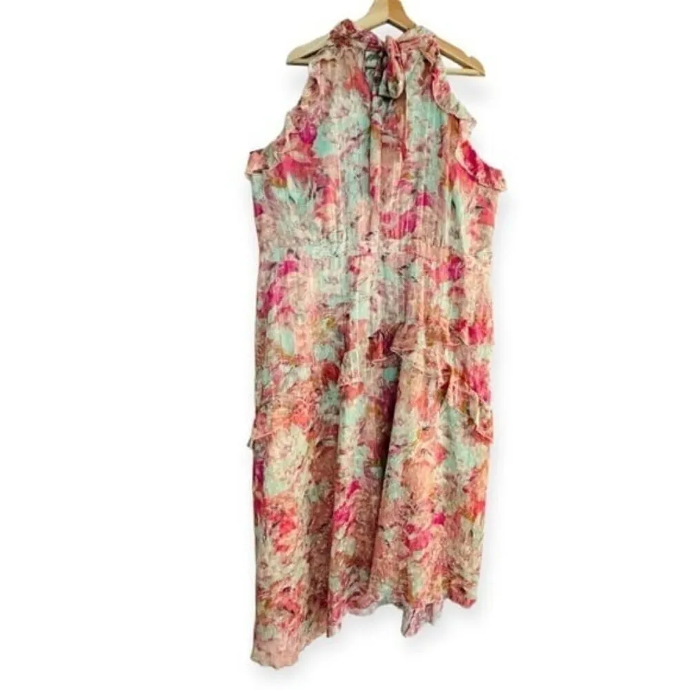 ALEX MARIE Fiona Halter Floral Asymmetric Hem Ruffled Maxi Dress Size 20W NEW - Image 10