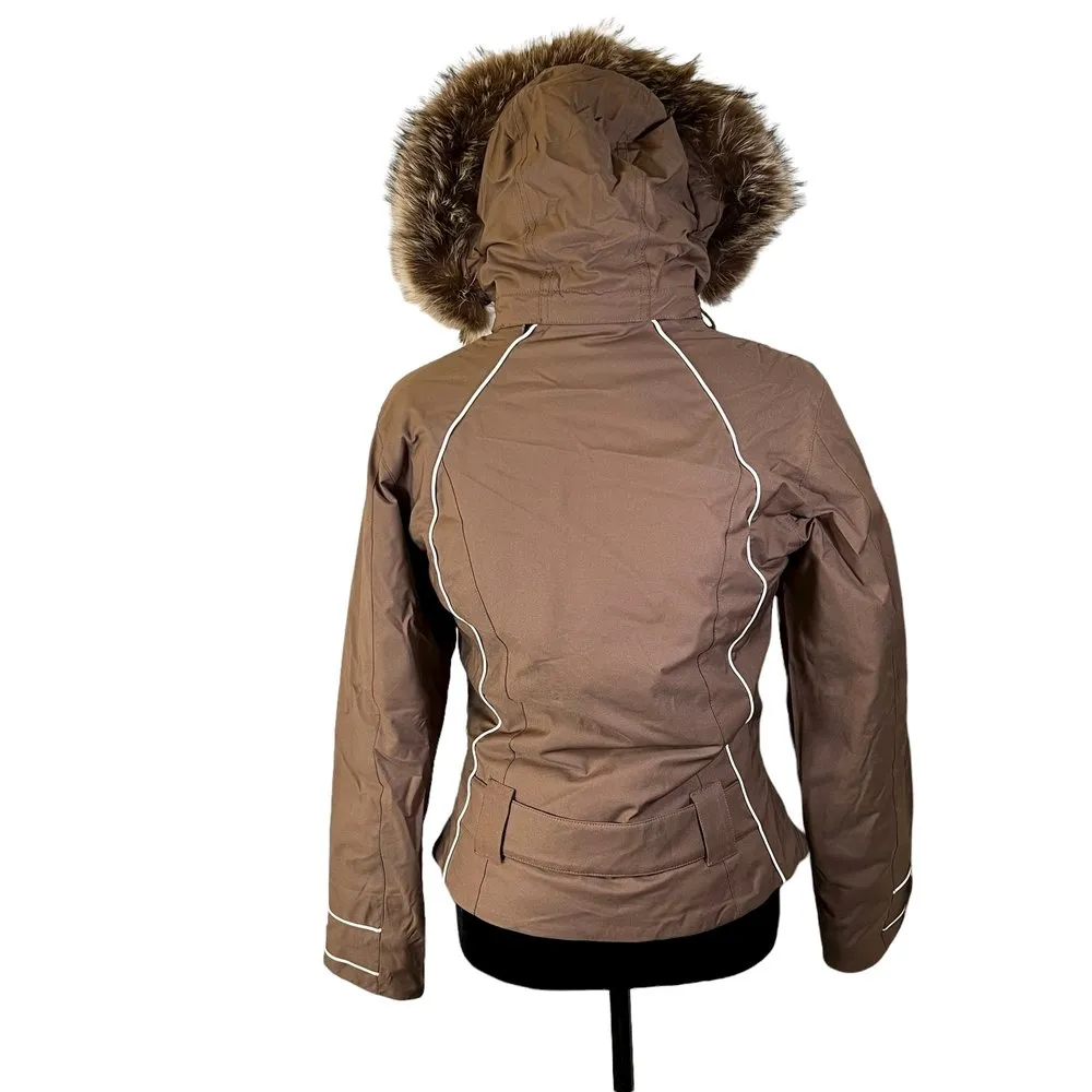Nils Brown Belted Jacket with Faux Fur Hood Women's Size 6 - Image 4