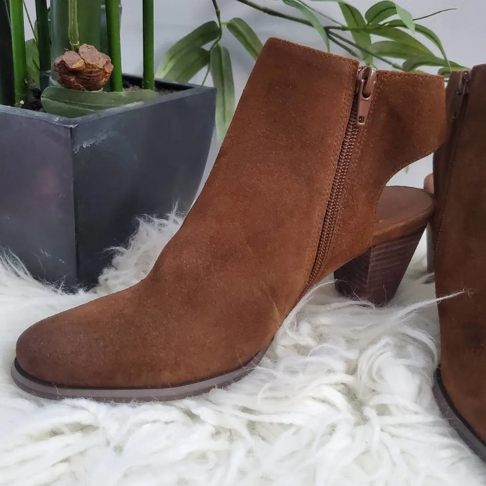 Chocolat Blu Brown Haaz Suede Sling Chunky Heel Shoe Booties 8.5 - Image 4