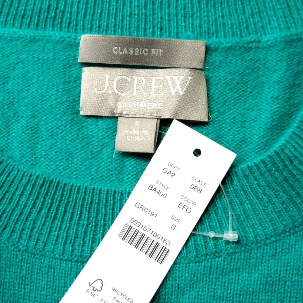 NWT J.Crew Cashmere Classic-fit Crewneck Sweater in Emerald Forest Green S - Image 2