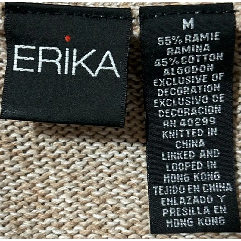 Erika Women's Color Block Brown Tan Black‎ Sweater Wood Toggle Buttons Size M - Image 5