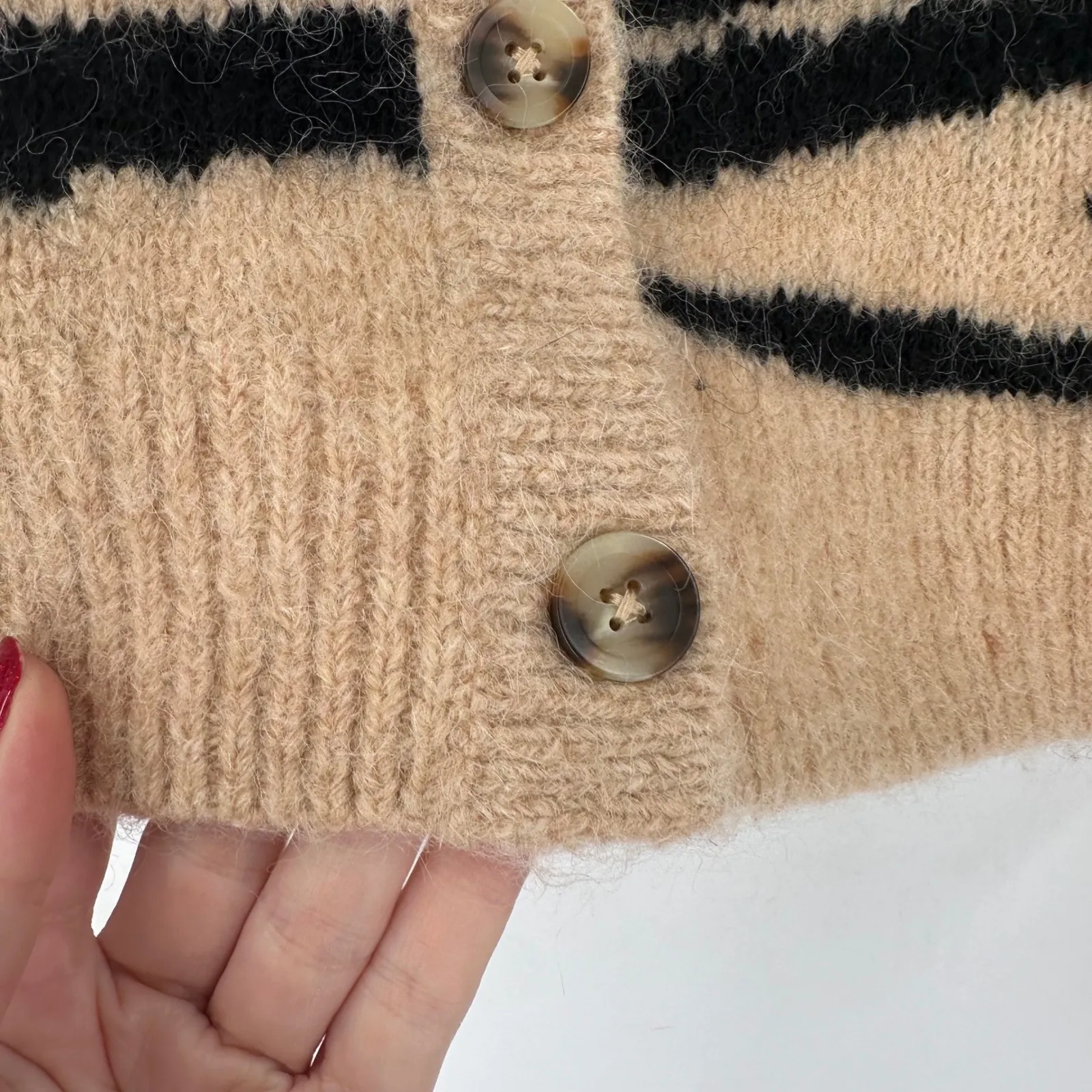 Madewell Deville Cardigan Sweater in Tiger Stripe Size XXS Alpaca Wool Blend - Image 6