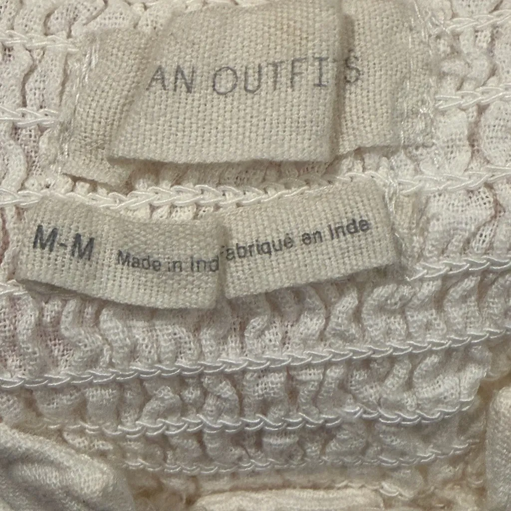 Urban Outfitters Ivory Cotton Corset Crop Top Puff Sleeve Cottagecore Milkmaid M - Image 12