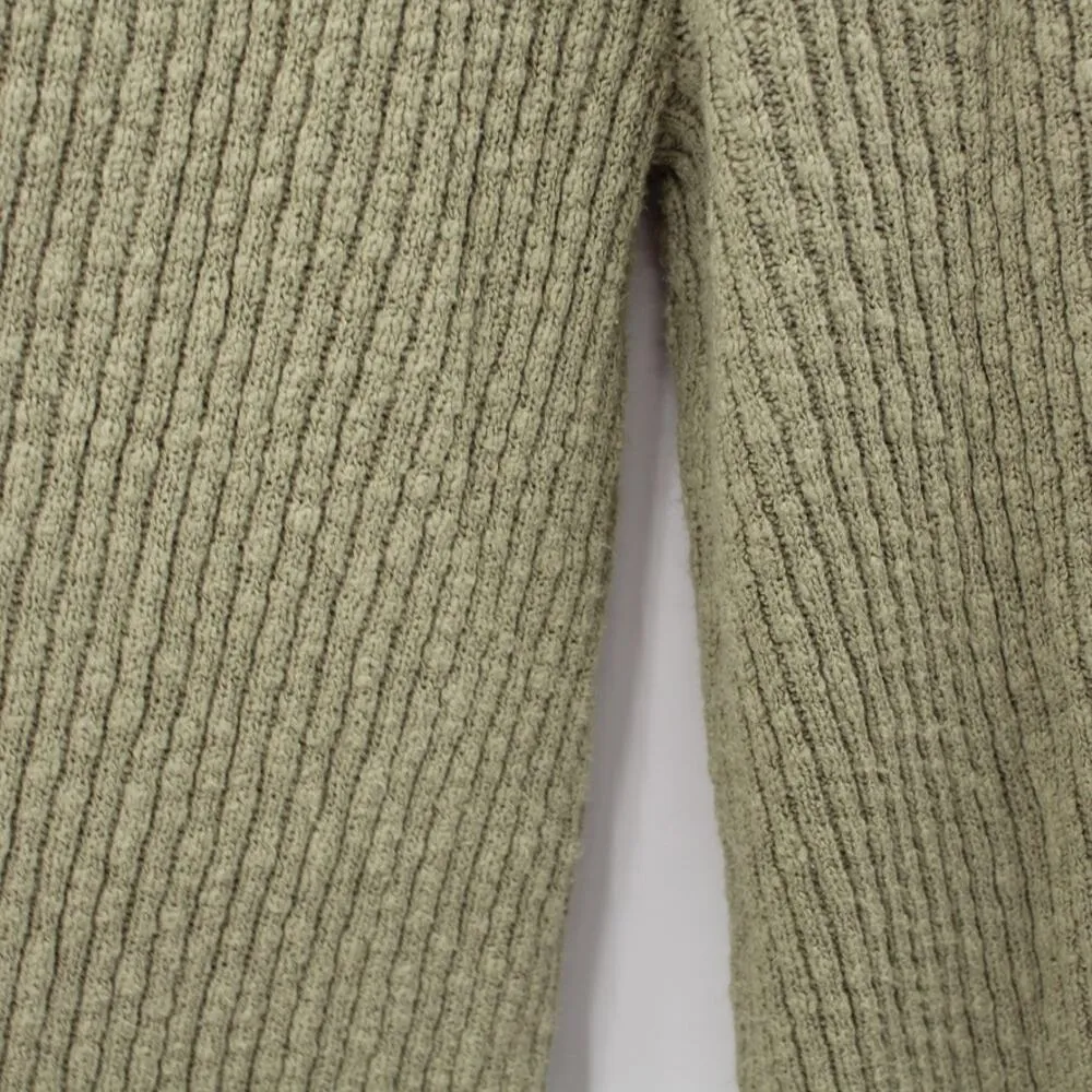 Free People FP Beach Adelaide Wide Flare Leg Pants Rib Knit Green Pockets Medium - Image 3