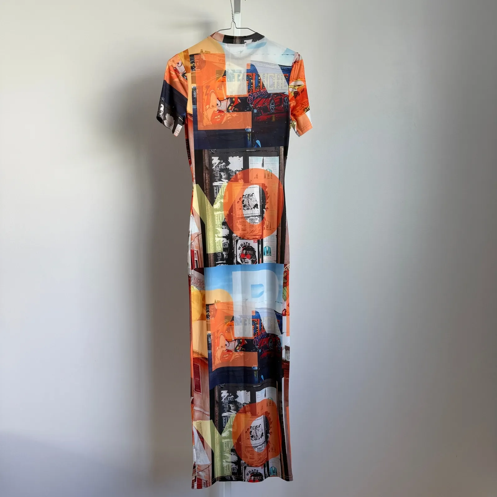 PepperMayo Into the City Mesh Maxi Dress Film Graphic Orange‎ - Image 8