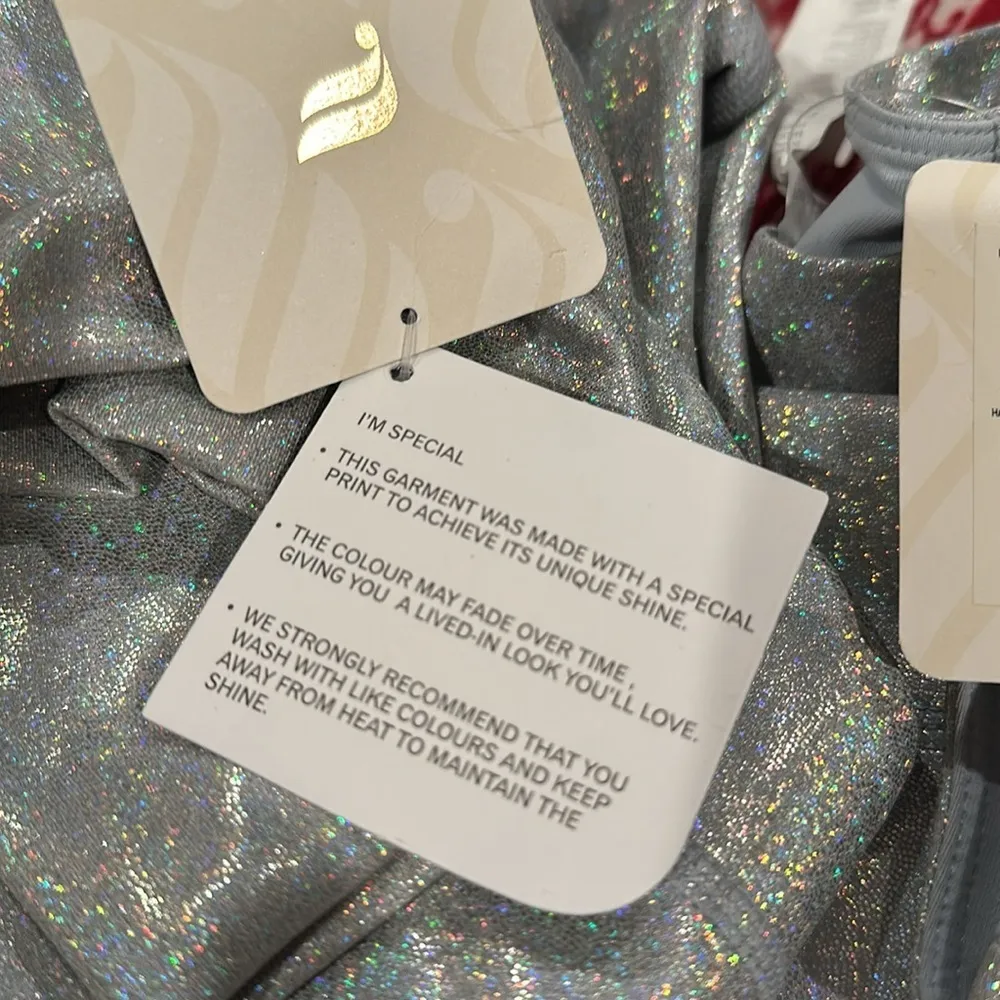 FABLETICS GLITTER HOLOGRAM HARLYN MIDI SPORTSBRA OASIS HIGH WAIST SET XS - Image 11