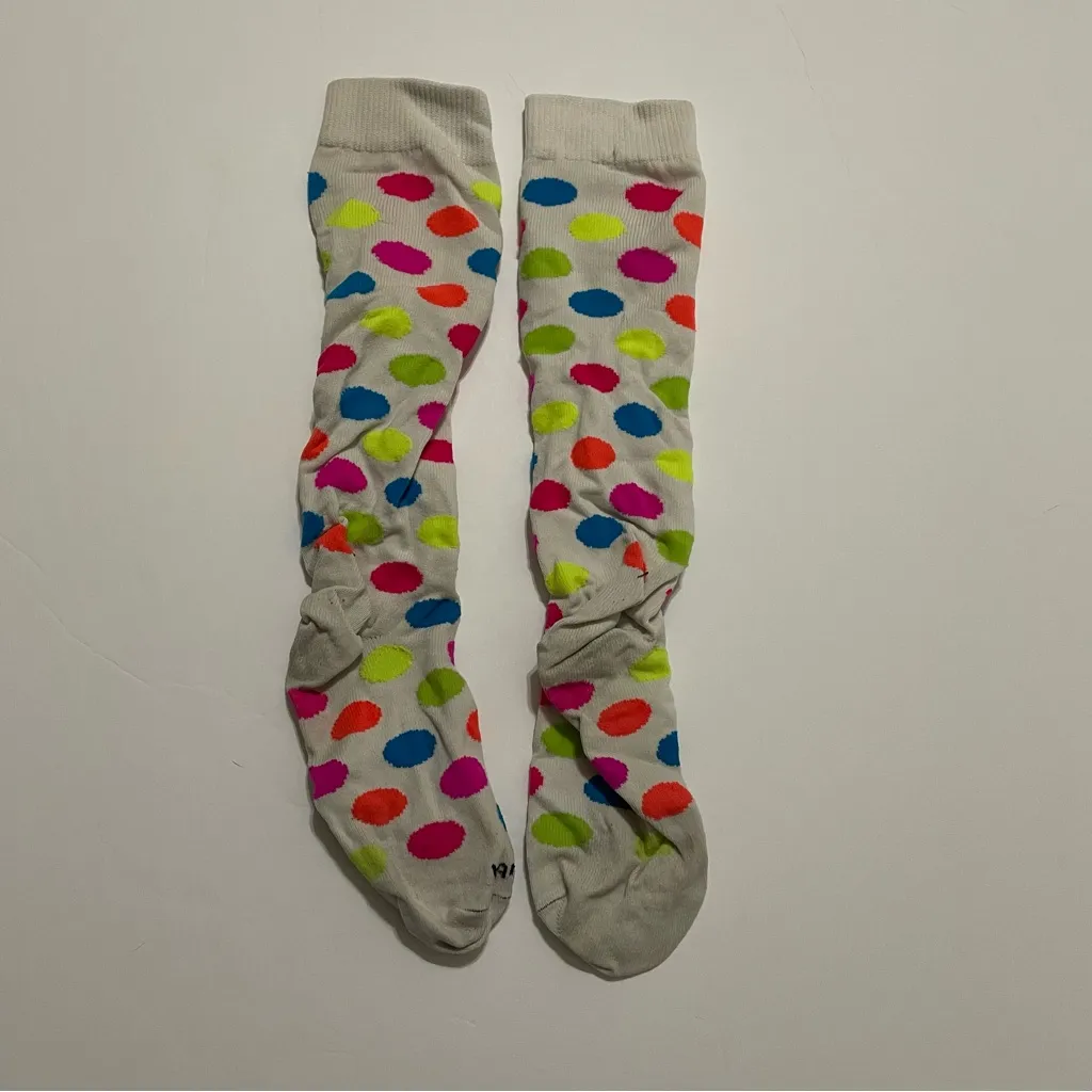 Colorful Polka Dot Women’s Soccer Socks Gray - Image 2