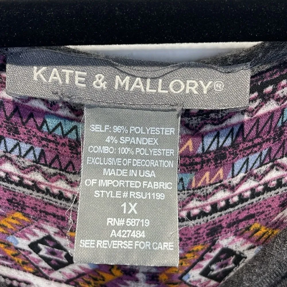 Kate & Mallory  double layered top Aztecs design with solid gray size 1X - Image 9