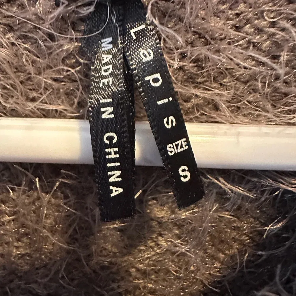 Lapis Brown Soft Stretchy Shaggy Hair Lion Neck & Cuffs Sweater - Image 5