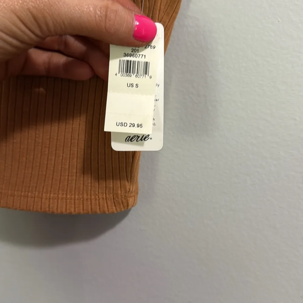 Aerie Rebel Tie Cropped Knitted One Shoulder Ribbed Tank Top - Image 5