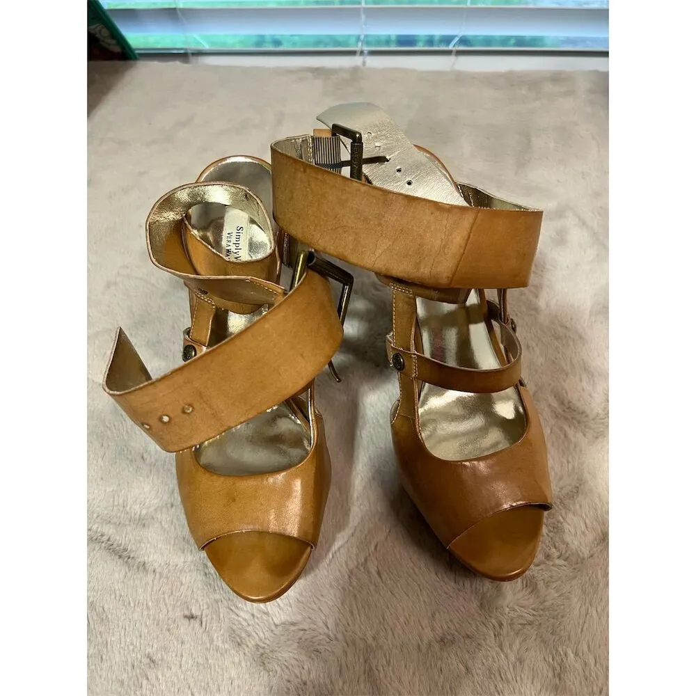 Simply Vera Vera Wang Women's Brown Ankle Strap Stiletto Heels Size 9 - Image 11