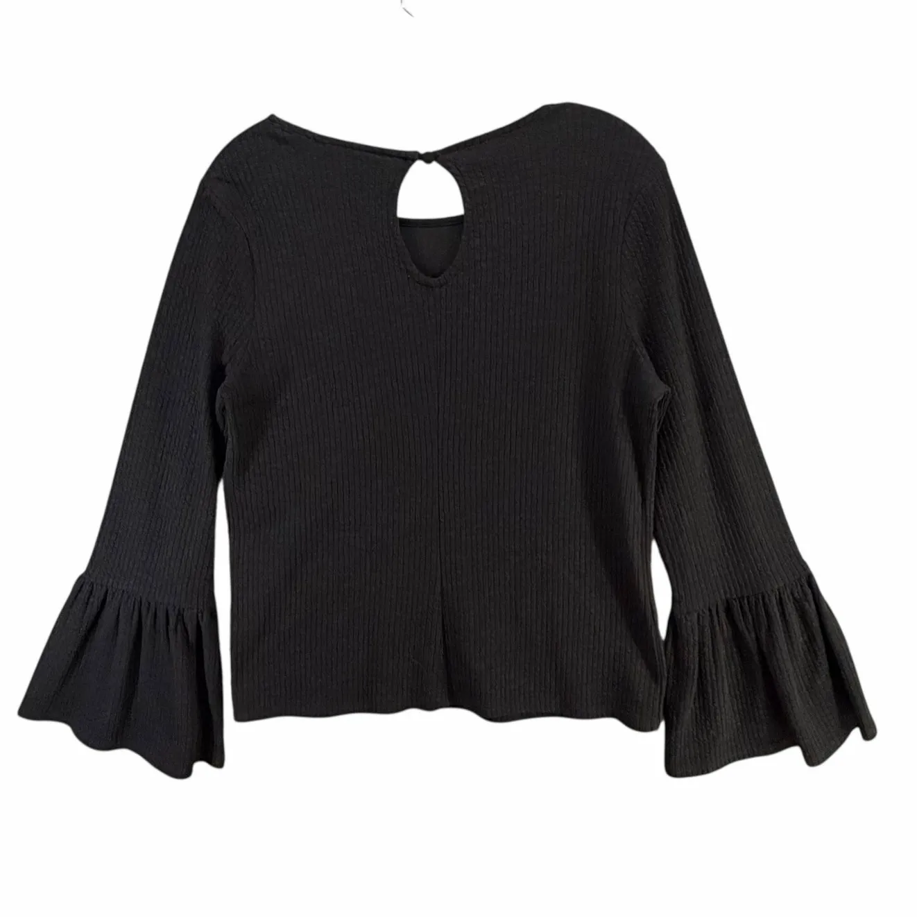 Anthropologie Porridge Joan Bell Sleeved Top Womens M Black Ribbed Boho Chic Size M - Image 5