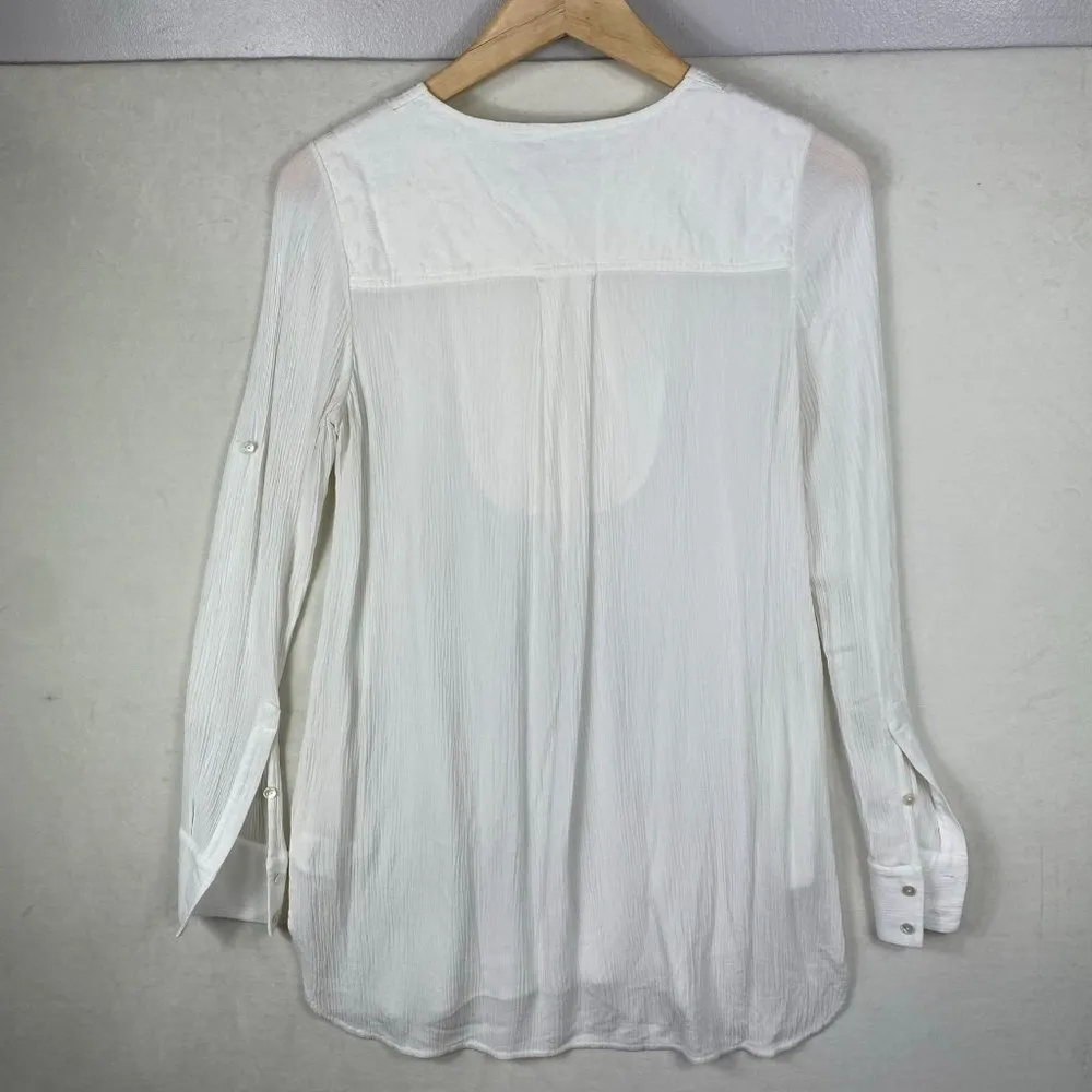 Vince Yoke Front Black Trapunto Tunic Top in White- Medium - Image 35