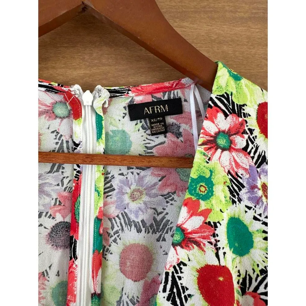 NWT AFRM Caprice Long Sleeve Mini Dress in Summer Daisy Bouquet Women’s size XS​ Red - Image 6