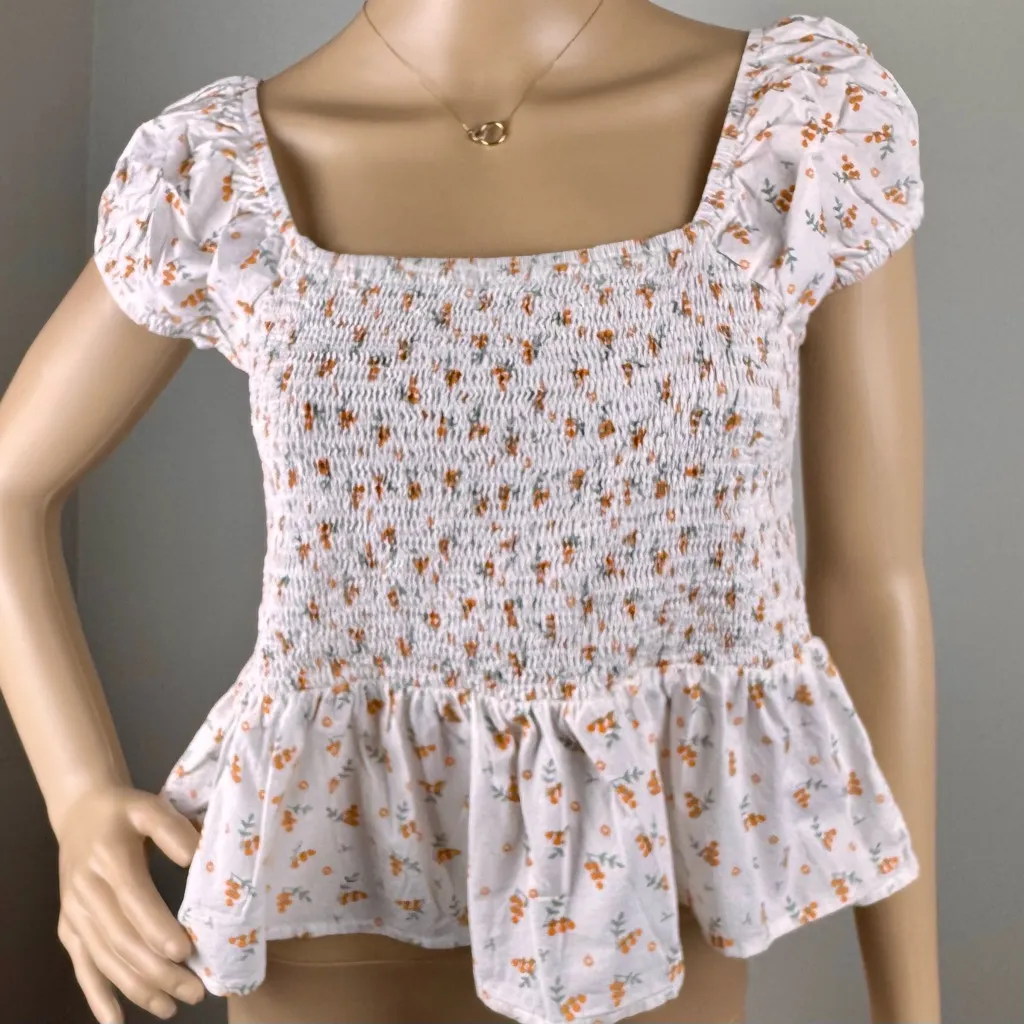 Floral‎ Smocked White Top - Image 13