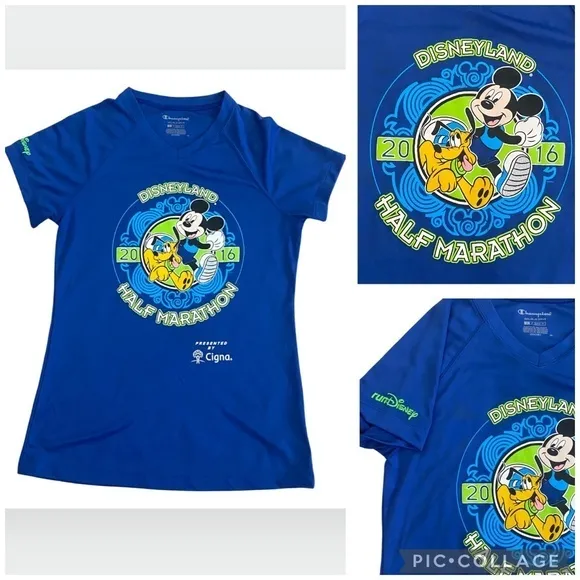 NEW Women’s runDisney DISNEYLAND Half Marathon 2016 Tech Race Shirt Small S - Image 2