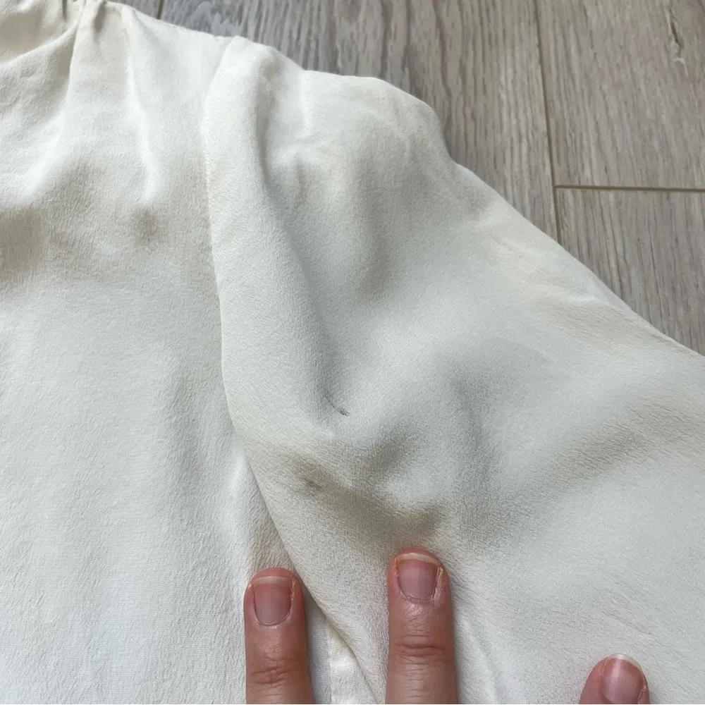 Silk Tie Blouse womens White (medium) classy timeless quiet luxury capsule chic - Image 3