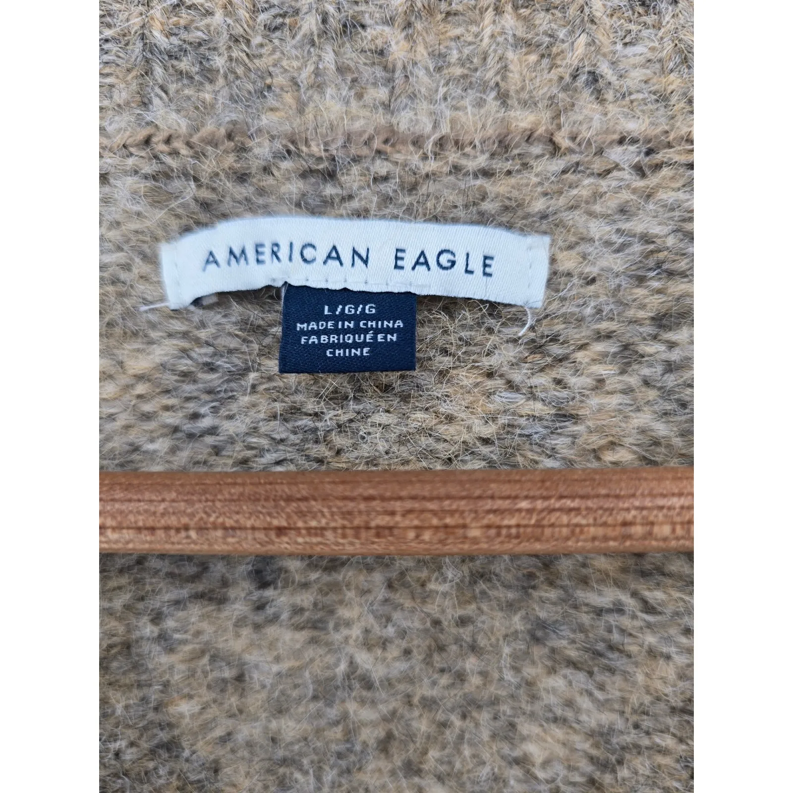 American Eagle Outfitters Women Bow Sweater Knit Brown Cropped Crew Neck Large - Image 2