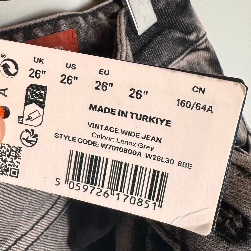 Superdry Vintage Wide Jean Lenox Grey 26/30 NWT - Image 5