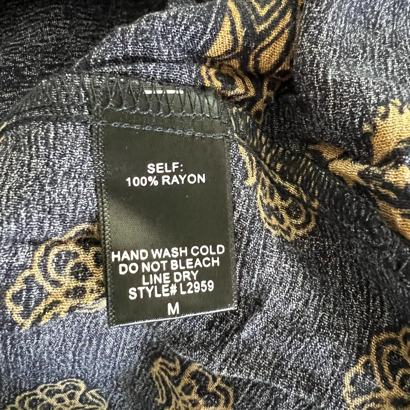 BY TOGETHER V Neck Front Tie Blouse Top Sz M Blue Gold Kimono Sleeve Boho NEW - Image 8