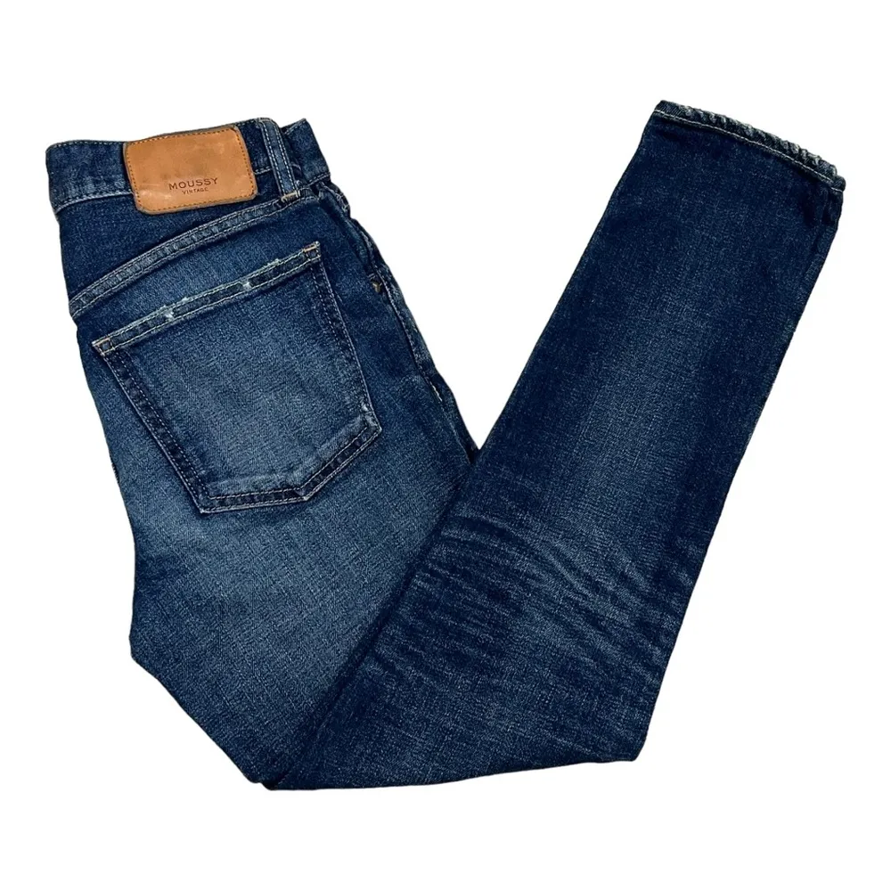 MOUSSY VINTAGE Elgin Distressed Stretch Skinny Ankle Jeans Blue Wash Size 26 - Image 7