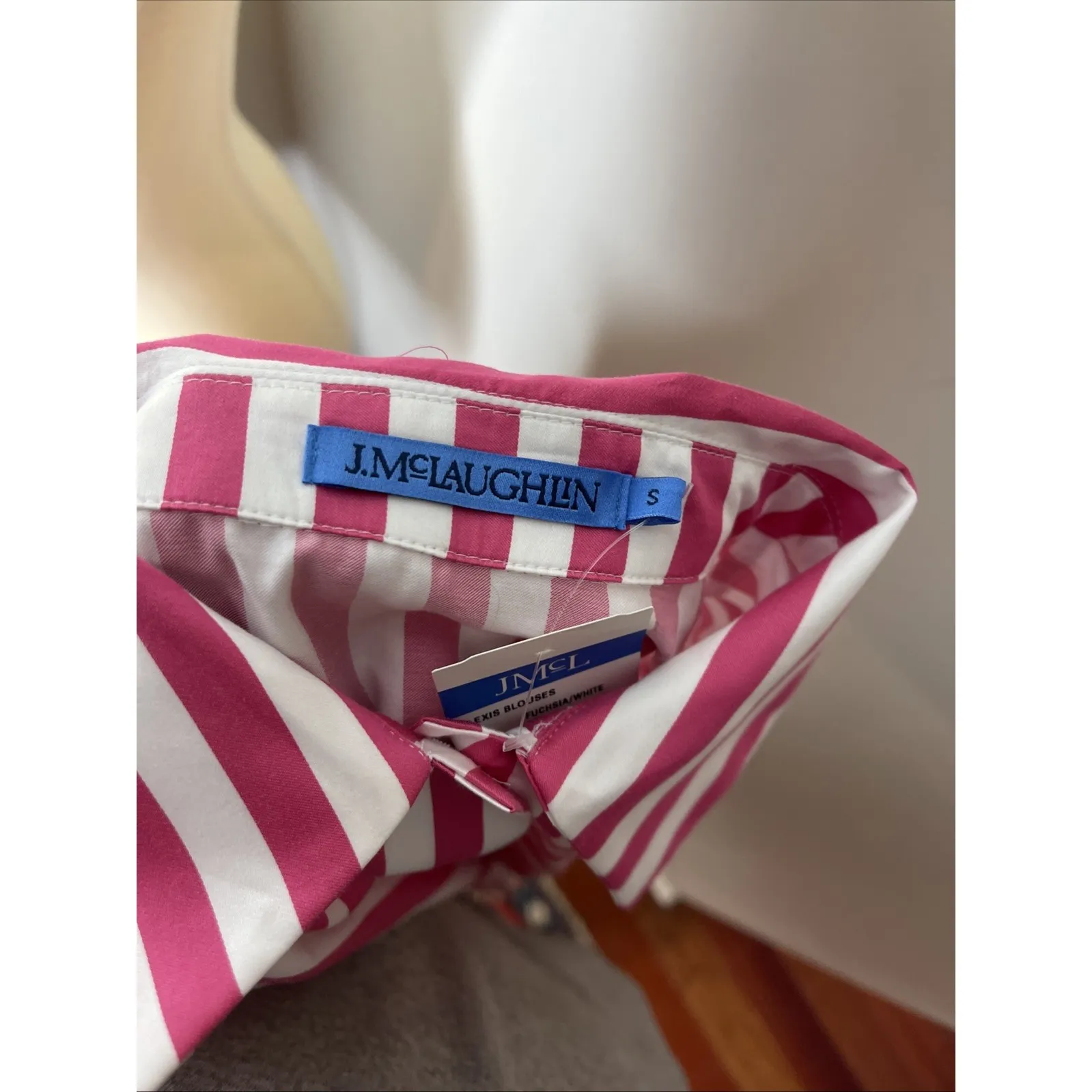 New J. McLaughlin Alexis Shirt in Pink Fuchsia White Stripe‎ Small s - Image 9