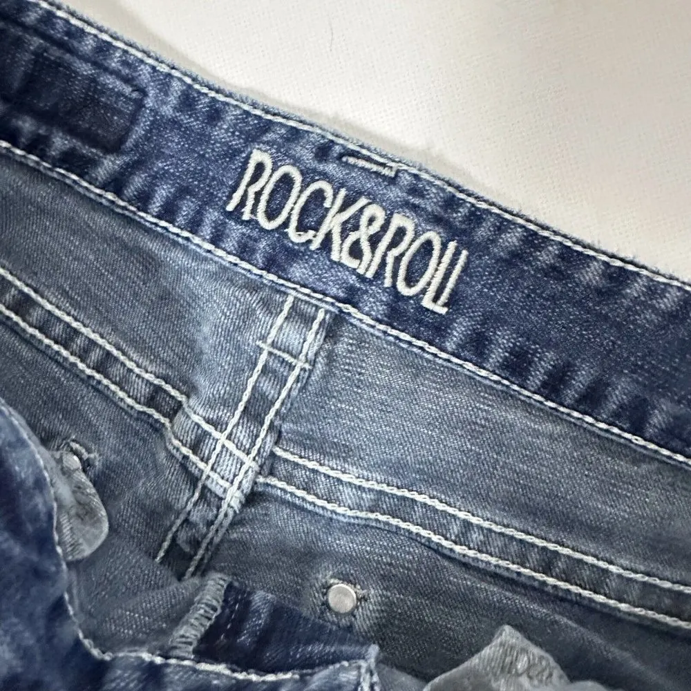 Rock & Roll Cowgirl Boyfriend Jeans Blue Denim Womens Size 28x32.5 - Image 3