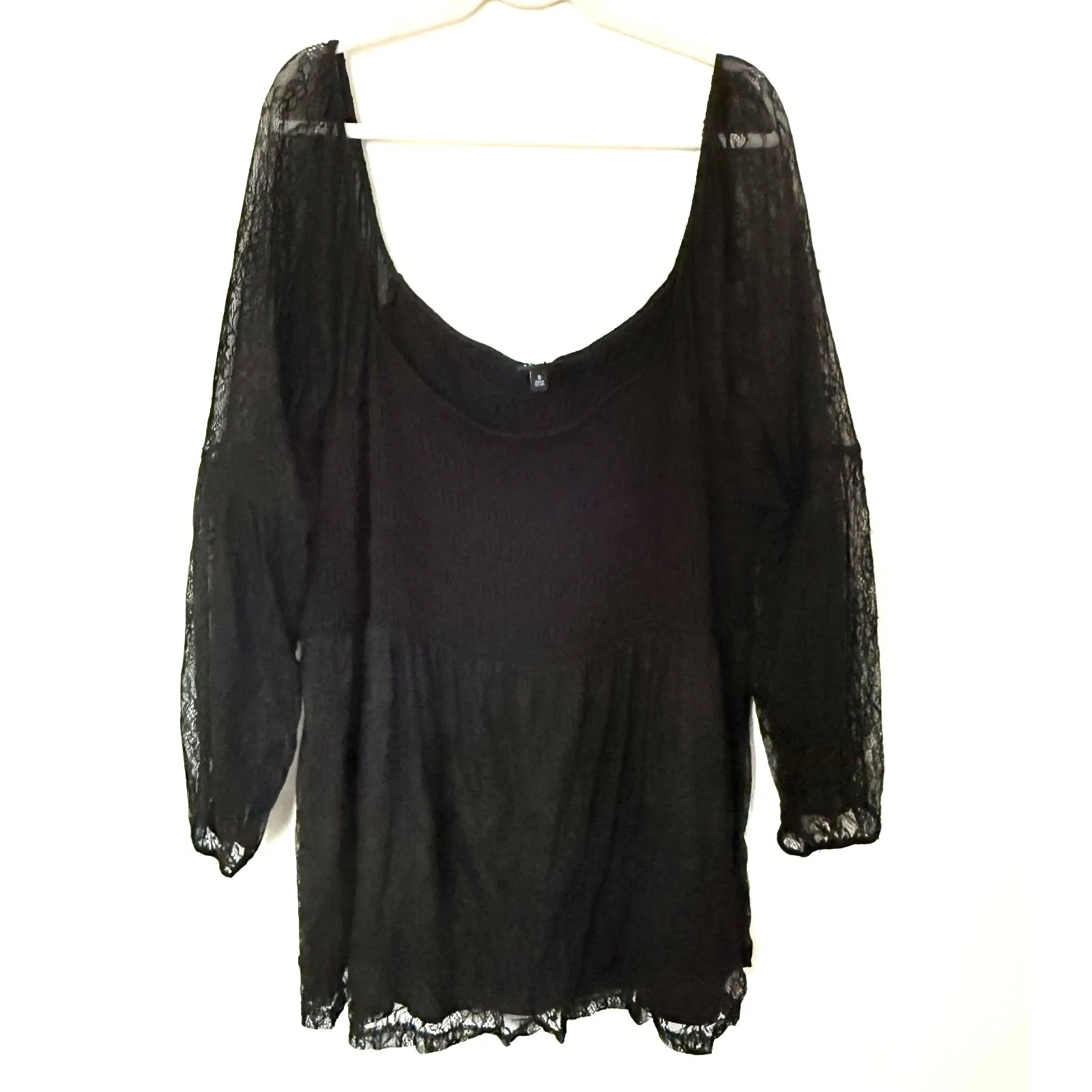 Torrid Babydoll Stretch Lace Smocked Square Neck Romantic Cottagecore Goth Top 5 - Image 2