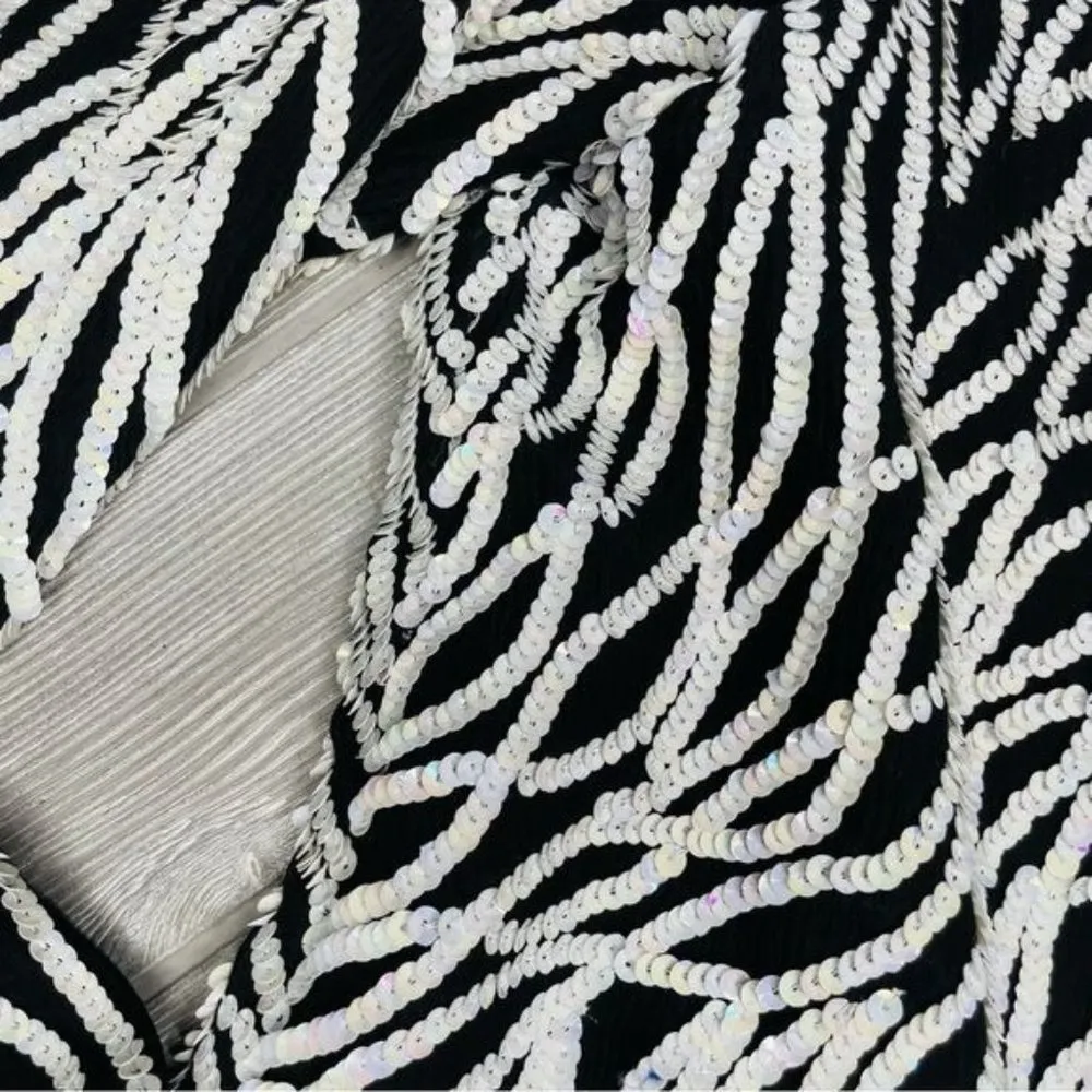 Nipon night pearl iridescent holographic sequin jacket cardigan shirt blazer m Black Size M - Image 2