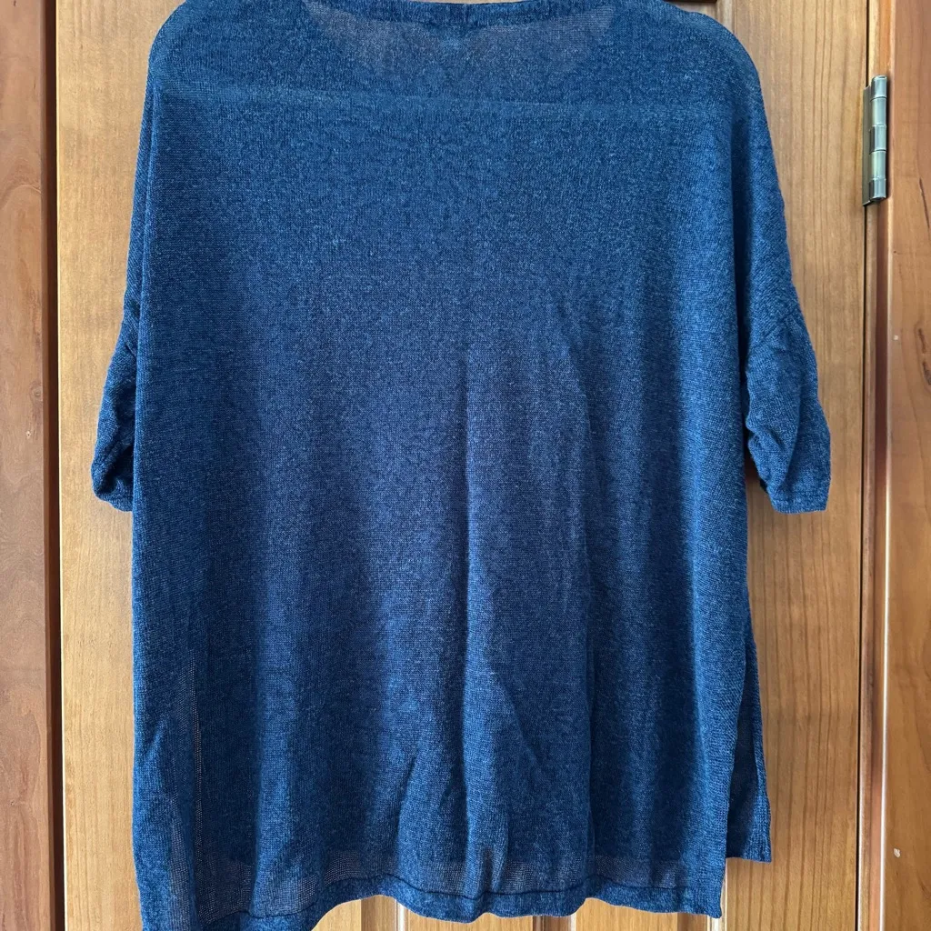 Pure Jill J Jill Dolman Blouse Women’s Medium Dark Navy Blue Linen Blend Top - Image 4