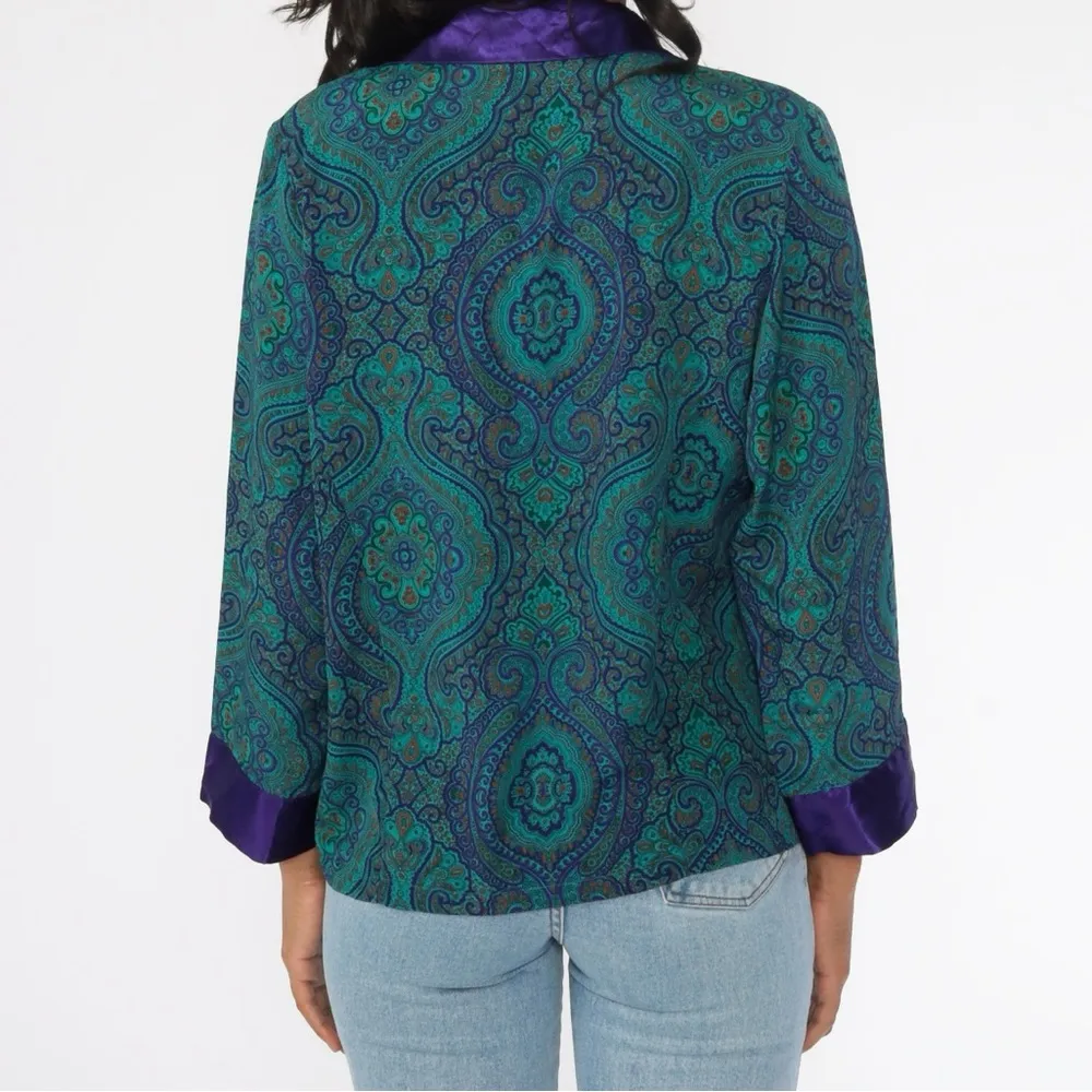 Victoria's Secret Pajama Top Paisley Lingerie Pajama Shirt 90s Pajamas Top - Image 5