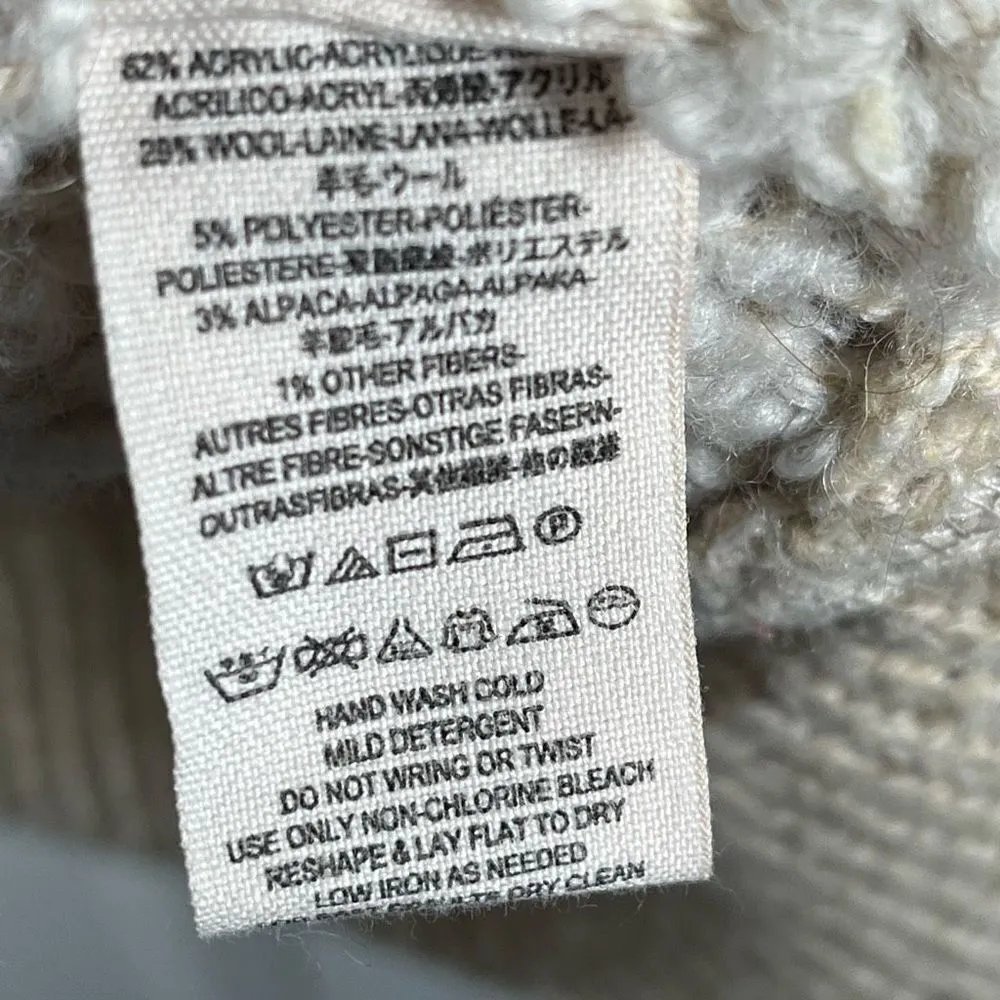 Free People Sz XS Oatmeal Boucle Jacket Fuzzy Cardigan Sweater - Image 11