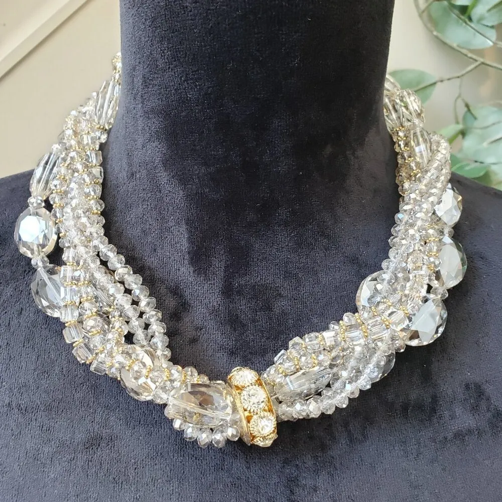 Women Clear Ritual Quartz Traditional African Trade Beaded Necklace with Lobster White - Image 2