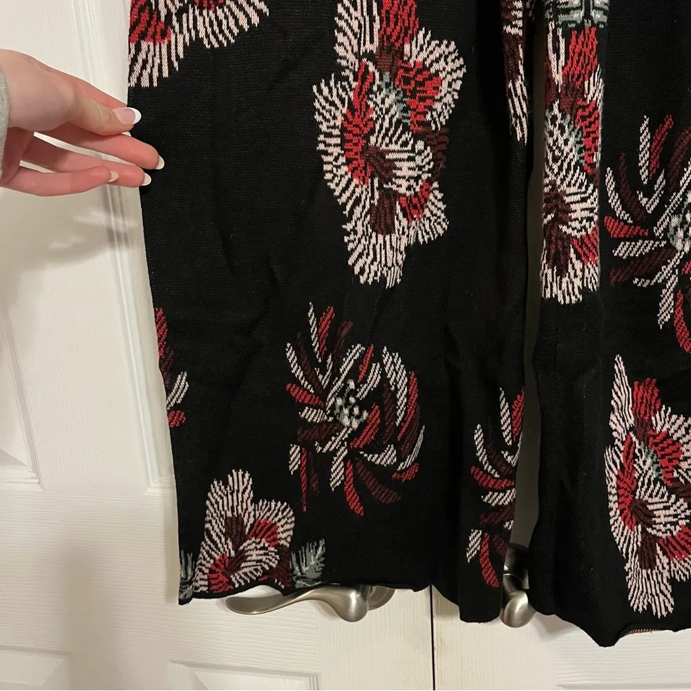 Anthropologie Laia Intarsia floral wide leg knit sweater pants - Image 5