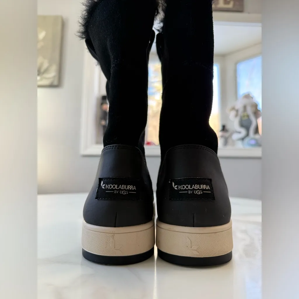 Koolaburra Ugg Black Winter Boots leather with Cream Sole Size 8 - Image 11